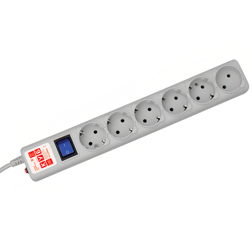 Сетевые фильтры, 6 розеток, 10 А, серые